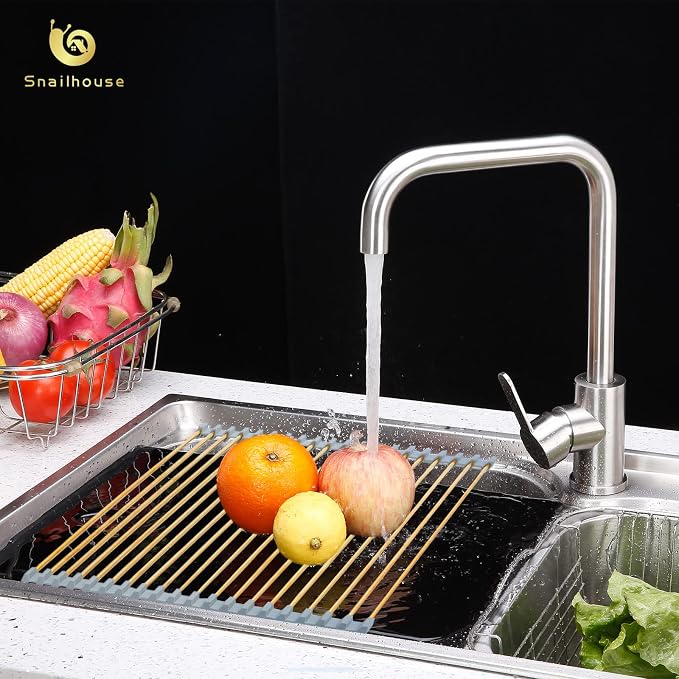 Snailhouse Gold Roll-Up Dish Drying Rack for Kitchen, Stainless Steel, Over Sink, Foldable - Image 6