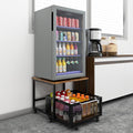 PUNCIA 19.7" x19.7" Mini Fridge Stand with Storage Fridge Cart, Retro | Mobile Beverage Refrigerator Stand, Compact Refrigerator Organizer with Drawer & Rolling Basket for Home Office by PUNCIA