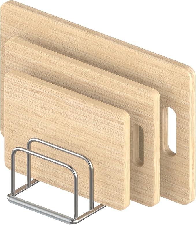 Cutting Board Organizer Stand Holder,304 Stainless Steel Chopping Board Holder,Pot Pan Lid Holder Rack kitchen Shelf Bakeware,Cookie Sheets Organizer (1.0 Inch Width Slots) by KORRTFID