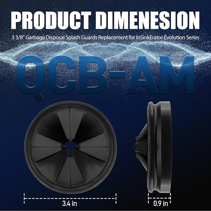 3 3/8" Garbage Disposal Splash Guard Replacement for InSinkErator Evolution | QCB-AM rubber Drain Insert, Sink Baffle, Garbage Disposer Accessories, Upgraded Removable Quiet Collar Drain Plugs, Black - Image 7