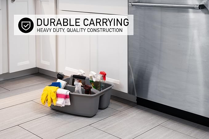 Mighty Tuff Rough and Rugged All-Purpose Cleaning Caddy, Grey/Black 2 Count (CD0170) | Durable organizer for carrying cleaning supplies, tools, and household essentials with a rugged, easy-grip design. - Image 3