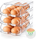 SMRCAD 36-Egg Dispenser with Silicone Bumpers, Auto-Rolling, Stackable | BPA-free food-grade PET | Stackable with lid | Built-in handle | Fits Large to Jumbo Eggs | Hand wash only by SMRCAD
