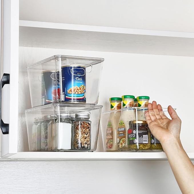 Vtopmart 6 Pack Clear Stackable Storage Bins with Lids and Handles, Medium | BPA-free Plastic, Organize Vertically, For Pantry Kitchen Fridge Cabinet Closet Bathroom, Built to Last, Easy to Move - Image 5