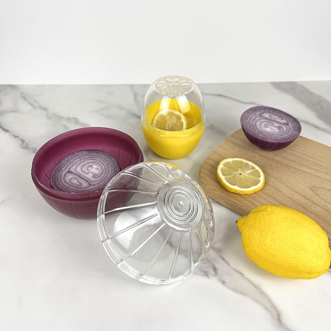 Fruit and Vegetable Shaped Savers Storage Containers for Fridge Vegetable | Magicaleast Onion Tomato Lemon Green Pepper and Garlic Containers - Image 5