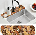 2 Pcs Kitchen Sink Splash Guard Faucet Mat Leopard Print Leaves Faucet Mat for Sinks Leaves Pattern Absorbing Drying Mats for Kitchen Bathroom, 23.6x5.5inch by CONCHLERY%E6%97%97%E8%88%B0%E5%BA%97