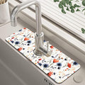 Watercolor Red and Blue Flowers Sink Faucet Absorbing Mat Sink Splash Guard Faucet Mat Draining Mat Fast Drying Sink Protectors for Kitchen and Bathroom 5.5"×15" by Unknown