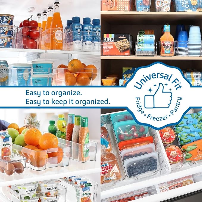 Fridge Organizer - 6 Pieces refrigerator organizer bins - Pantry Organization and Storage for Fridge & Refrigerator- BPA Free Freezer Organizer Bins - Image 2