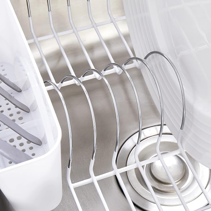 Sweet Home Collection 2 Piece Dish Drying Rack Set Drainer with Utensil Holder Simple Easy to Use Fits in Most Sinks, 14.5" x 13" x 5.25", White (Pack of 12) - Image 6