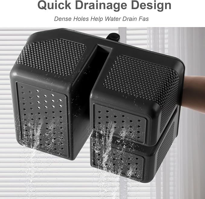 Plastic Shower Caddy Portable Shower Basket with Bamboo Handle, Dark Gray | Cleaning Caddy Organizer Storage Tote for Bathroom, College Dorm Essentials, Bath Toy Storage - Image 4