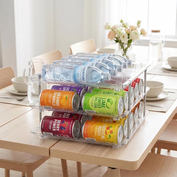 LXLXXL Can Organizer for Pantry, 3 Tier Stackable Soda Dispenser 1 Pack | Sodas Cans Drinks Organizer Stable, Stackable, Auto Rolling, 3 Tier, Space-saving for Kitchen, Fridge, Pantry Use - Image 8