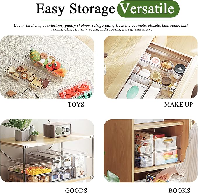 Refrigerator Organizers and Storage, 2 Pack BPA-Free Sturdy Stackable Clear Pull out Drawer Organizer Bins, Fridge Organizers and Storage for Fruit, Produce, Drink, Snack and Food Storage Containers - Image 8