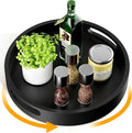 Lazy Susan Organizer Homerays 13 Inch Non-Skid Bamboo Lazy Susan for Kitchen Rotating Spice Rack with Handles, Wood Turntable for Kitchen Cabinet,Countertop (Black, Large) by Homerays