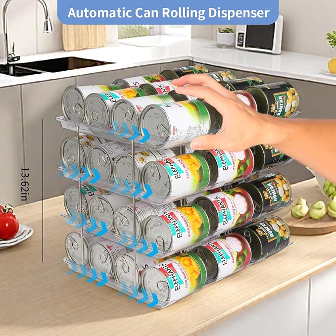 Jsyrjing Can Organizer for Pantry, 2-Tier Canned Goods Organizer 2 Pack | Automatic Rolling, Modular Flexible Combination, Extra-thick Clear Material, Cabinet Pantry Fridge Countertop Storage - Image 4