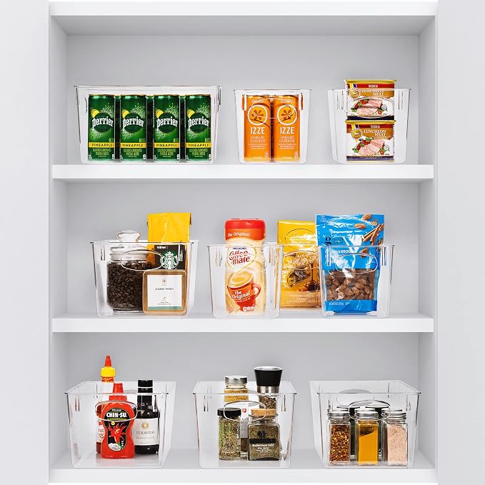 Sorbus Small Clear Plastic Storage Bins for Shelves, Clothes, with Handle - Clear Storage Bins, Drawer, Shelf, Closet, Pantry, Fridge, Freezer Organizer Bins, Closet Organizers and Storage (4 pack) - Image 5