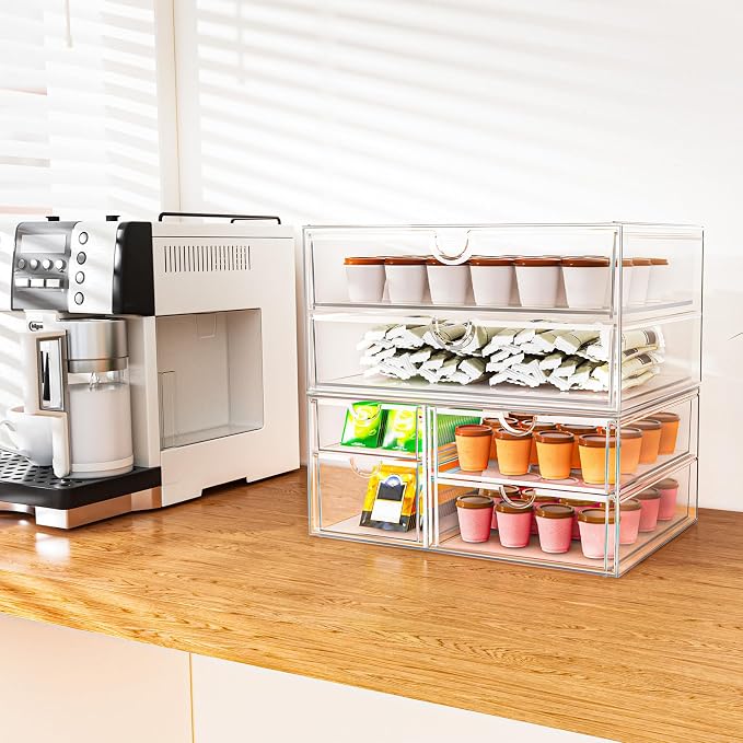 ARSTPEOE Acrylic Organizer with 6 Drawers, Bathroom Counter Organizer, Makeup Desk Organizers, Office Supplies, Storage Drawers for Cosmetic, Pencil, Coffee - Image 2