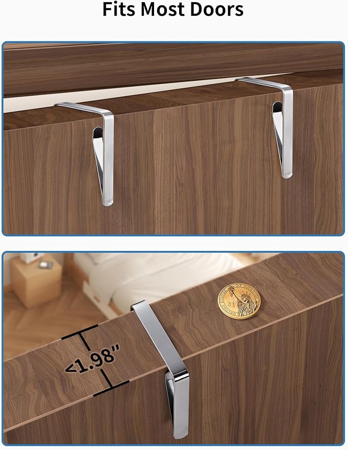 JARLINK Over the Door Organizer for Pantry, Bathroom, 5 Shelf Grey, 2 Pack | Anti-Tilt Design, 44 lb Load Capacity, Hanging Door Organizer with 5 Large Capacity Pockets, Behind Door Storage for Nursery - Image 9