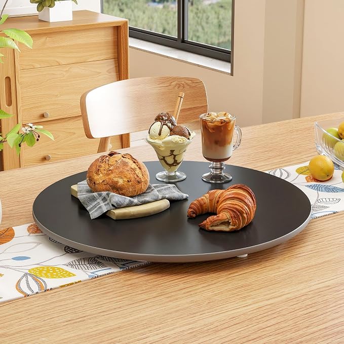 19.7" Lazy Susan Turntable–360° Sinteredstone Silent Anti-Slip Turntable, Table Top Centerpiece for Kitchen, Pantry, Spice Rack, Refrigerator & Dining Table, Black - Image 5