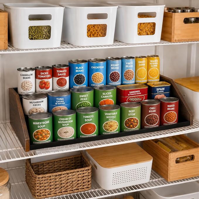 3-Tier Expandable Spice Rack Organizer, 12.8-22.6 in, Rustic Brown | Adjustable, Countertop Stepped wood & iron Seasoning Organizer, Shelf for kitchen Cabinet Pantry Jars Bottles Syrup - Image 5