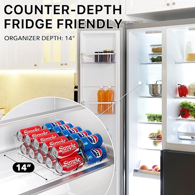 Simple Houseware Soda Can Organizer Dispenser Refrigerator/Pantry, Set of 6 | Clear - Image 3