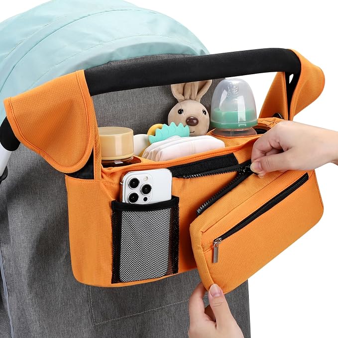 Accmor Universal Stroller Organizer with Insulated Cup Holder Detachable Phone Bag and Shoulder Strap,Stroller Bag Caddy Organizer for Uppababy, Baby Jogger, Britax Strollers - Image 7