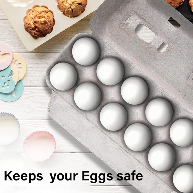 MT Products Blank Natural Pulp Egg Cartons Holds Up to Twelve Eggs 11.50" x 4.2" x 1.25" - Perfect for Chicken Farm (Case of 250) - Made in USA - Image 2