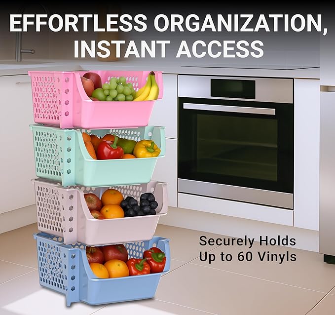 Skywin Stackable Storage Bins Open Front for Pantry Storage, 4 Pack - Multi | Sturdy Plastic, Easy Stacking, Breathable & Open Front Design, Pantry Storage for Snacks, Toiletries, and Small Essentials - Image 3