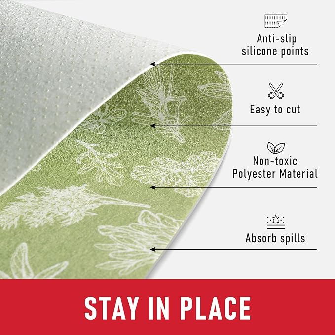Cooyes Large Fridge Liners for Refrigerator, 24" x 240", Drawer & Shelf Liners for Kitchen Cabinets Non-Adhesive, Breathable Cloth Material, Non-Slip, Keep Produce Fresh Longer, Sage Green - Image 5