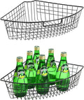 Leeden Lazy Susan Organizer Basket for 24" Diameter Turntable -Metal Organizing Storage Bins (2 Packs) - Black Kitchen Cabinet Storage Organizer - 1/4 Wedge Can Organizer by LEEDEN