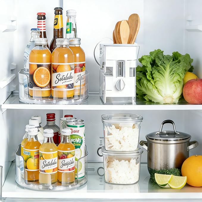 360°Rotating Organizer, Lazy Susan for Refrigerator, 13x8.5 Inch Kitchen Organizer for Fridge, Cabinet, Clear - Image 3