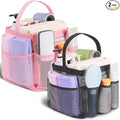 EUDELE 2 Pack Mesh Shower Caddy Portable for College Dorm Room Essentials, Shower Caddy Dorm with 9-Pocket Large Capacity,Shower Bag for Beach,Swimming,Gym All Black+All Purple by EUDELE