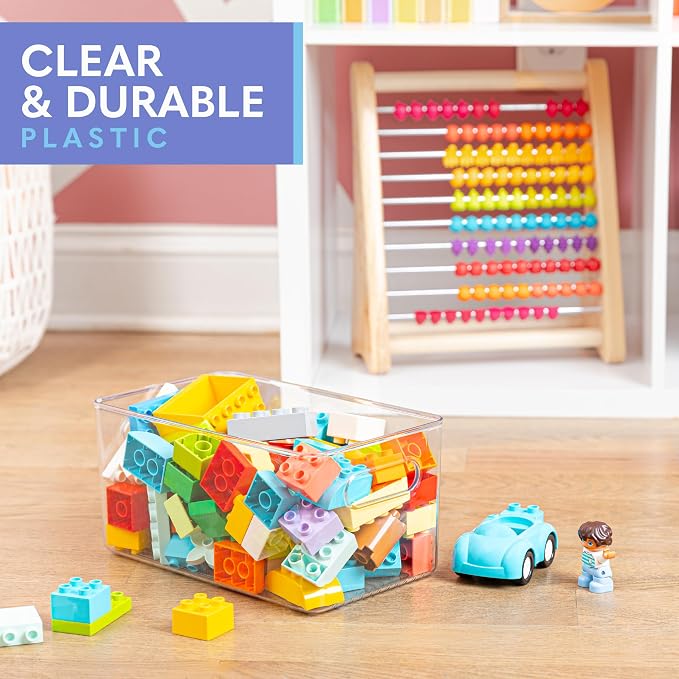 Plastic Food Storage 2 Pack Clear Container Bin with Handles for Organizing Kitchen, Pantry, Refrigerator, Freezer, Pantry, Cabinet, Closet, Bathroom. 10”x6”x5” - Image 5