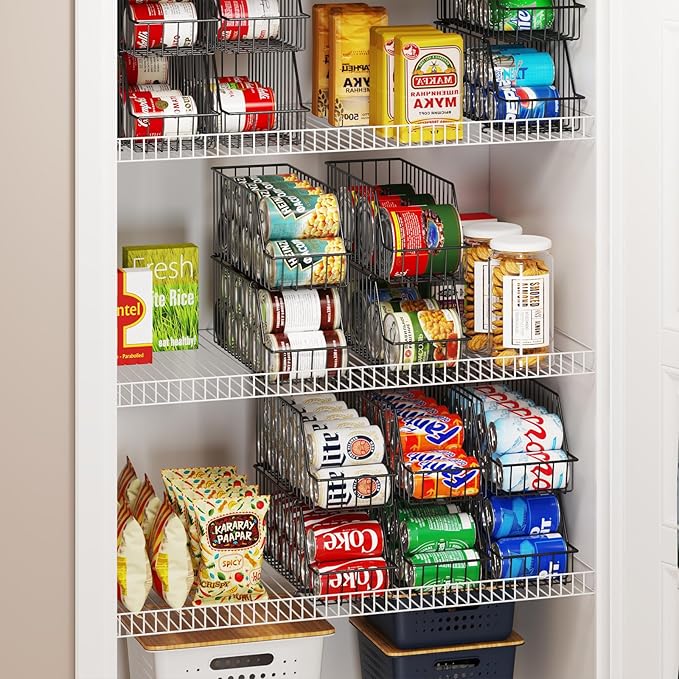 4-Tier Stackable Can Rack Organizer for Kitchen Pantry,Max Can Storage Holder,Durable Can Dispenser & Canned Goods Organizer for Fridge,Hold More 44 Cans, for Various Ounces of Canned Food Soda Drinks - Image 6