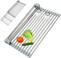 Expandable Roll-UP Dish Drying Rack-Large 304 Stainless Steel Dish Drainer Over The Sink for Kitchen Countertop,Extendable & Rollable & Food Grade (Silver,22.08'x 13.2') by HAYAWEY