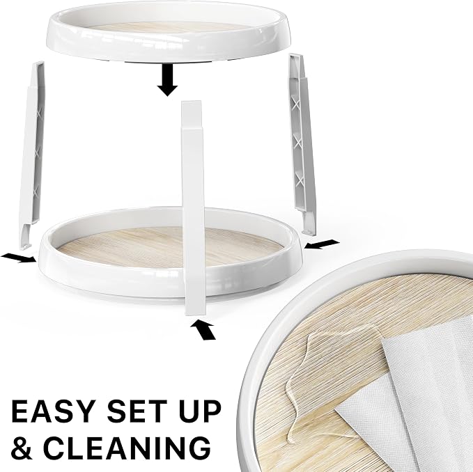 Simple Houseware 2-Tier Lazy Susan Spice Organizer, 10-Inch Diameter, Maple - Image 5