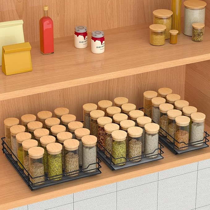 BOIVSHI Pull Out Spice Rack Organizer for Cabinet, Heavy Duty Slide Out Spice Rack Organizer for Kitchen Cabinets and Pantry, Fits Spices, Sauces, Canned Food (6.5''Wx10.5''Dx2.5''H) - Image 8