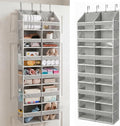 Over the Door Organizer, 6-Tier XL, 100D Fabric, Light Gray | Extra wide over the door organizer, 65 lb capacity, 12 side mesh pockets, heavy-duty 100D fabric, bedroom & nursery storage by HomeluxTheory