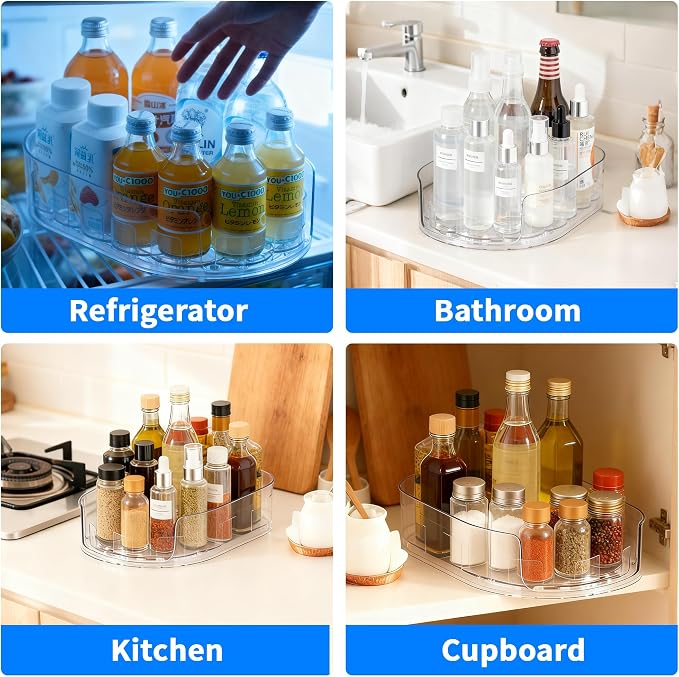 Drink Organizer for Fridge - 360° Rotating Lazy Susan for Refrigerator, 13.5''x8.5'' Clear Lazy Susan Turntable for Refrigerator Organizers and Storage, Kitchen, Table Top, Cabinet, Pantry, 1 Pack - Image 9