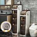 4-Tiers Slim Bathroom Storage Cabinet with Drawers & Tissue Box | Plastic Narrow Rolling Bathroom Tower Cart Waterproof & No Installation for Small Spaces Kitchen Laundry Living Room by IYINIYI