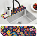 2 Pcs Kitchen Sink Splash Guard Faucet Mat Brilliant Floral Textures Faucet Mat for Sinks Flowers Pattern Absorbing Drying Mats for Kitchen Bathroom, 23.6x5.5inch by CONCHLERY%E6%97%97%E8%88%B0%E5%BA%97