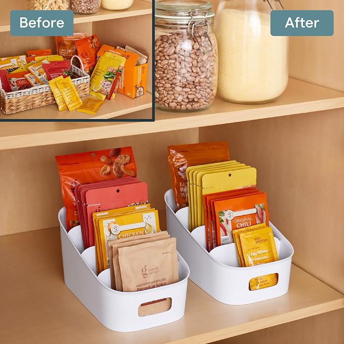 YouCopia ShelfBin Packet Organizer, 4-Tier Stairstep Raised Divided Bin, BPA-Free Storage Caddy for Kitchen Pantry and Cabinet Organization, Tea Bags, Medicine, and More - Image 6