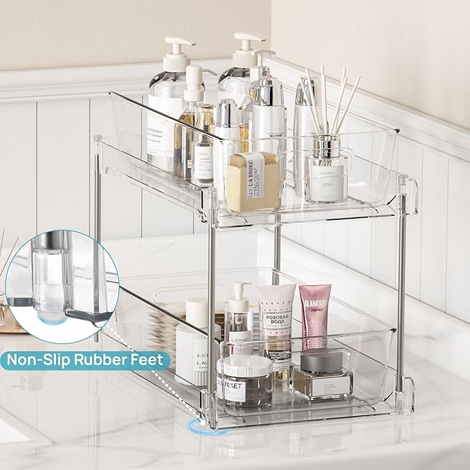 Vtopmart 8 Pack Pull Out Bathroom Under Sink Organizer (S-Standard) | Slide-out drawers, Multi-purpose storage, Clear visibility, Easy Set-up - Image 5