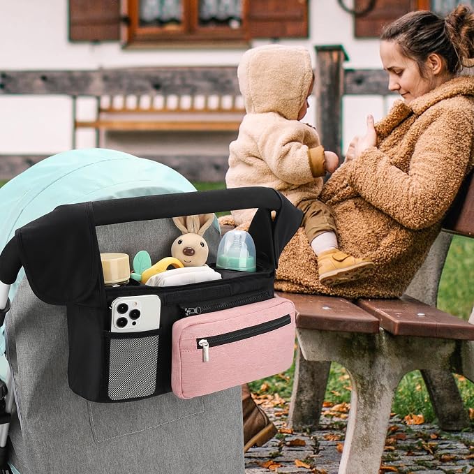 Accmor Universal Stroller Organizer with Insulated Cup Holder Detachable Phone Bag and Shoulder Strap,Stroller Bag Caddy Organizer for Uppababy, Baby Jogger, Britax Strollers - Image 6
