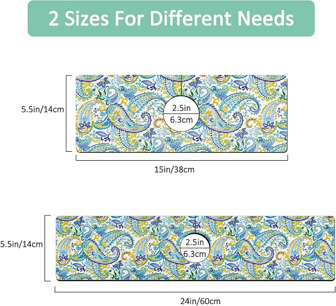 Kitchen Sink Splash Guard Faucet Mat 15" X 5.5" Paisley Absorbent Fast Drying Mat Faucet Draining Mat Sink Splash Guard Behind Faucet Drip Catcher for Kitchen Bathroom - Image 2