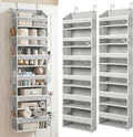 Over the Door Organizer, 6-Tier, 100D Fabric, Light Gray 2pc | Over the door shoe organizer, 50 lbs capacity, 12 side mesh pockets, 100D extra thick fabric, Closet & entryway storage by HomeluxTheory