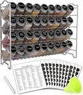SWOMMOLY Spice Rack Organizer with 36 Spice Jars 4 oz and 396 Spice Labels | Chalk Marker, Funnel Set, Spice Organizer for Cabinet, Countertop, Pantry, Cupboard & Wall Mount, 16.5" W × 12.6" H, Silver by SWOMMOLY
