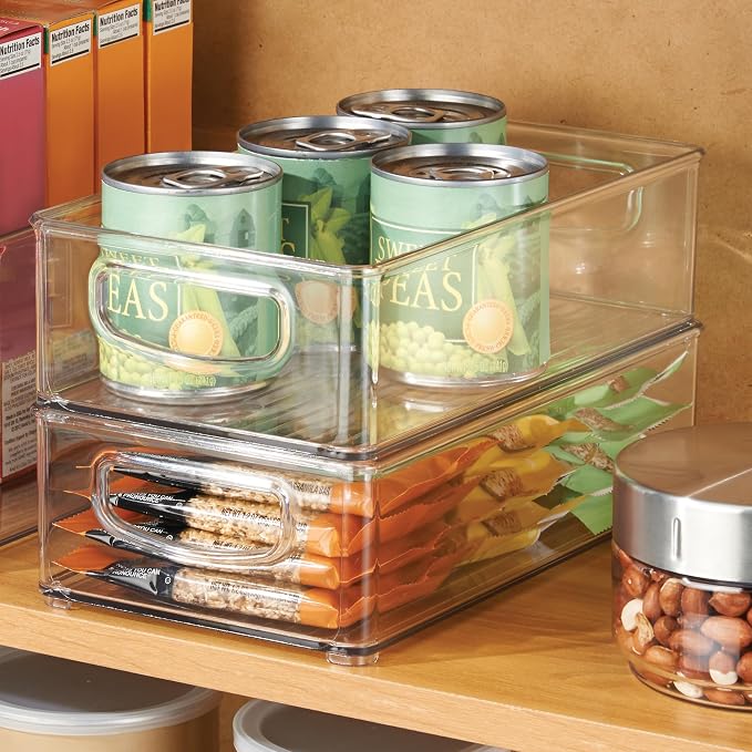 iDesign Stackable Pantry Bin with Handles, Set of 4, Clear | Kitchen Storage, Made in USA - Image 3