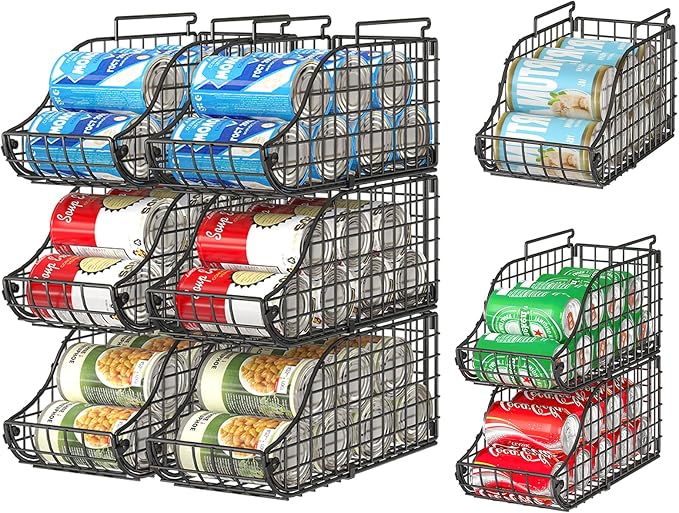 Sonyabecca 6 Pack Stackable Can Organizer for Pantry Cabinet Food Storage | Soda Can Organizer Storage Rack, Can Food Storage Dispenser for Pantry and Cabinet Shelves with Stackable Design by Sonyabecca