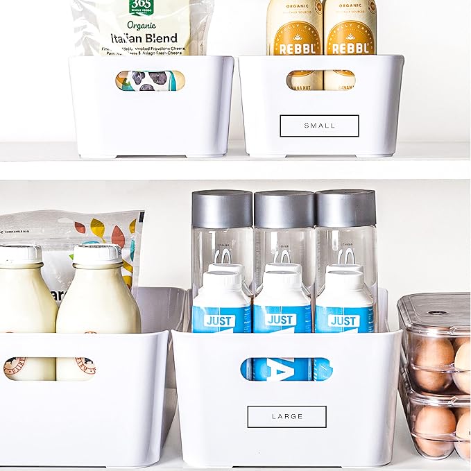 BINO Plastic Storage Bins - Small 4 Pack, White - THE SOHO COLLECTION - Pantry Organizers and Fridge Organizer - Image 8