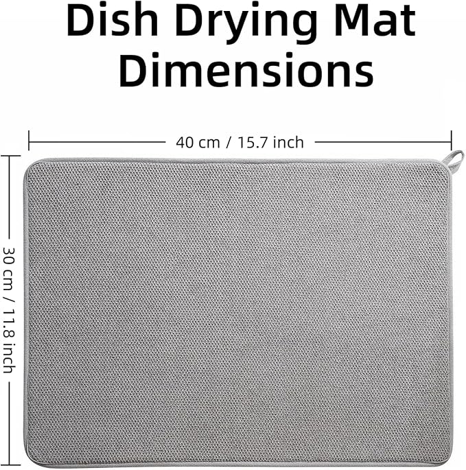 Collapsible Dish Drying Rack Stainless Steel for Kitchen Counter | Compact Dishes Drying Rack c/w Grey Drying Mat, Folding Dish Drainer for Narrow Small Space - Foldable, Silver - Image 7