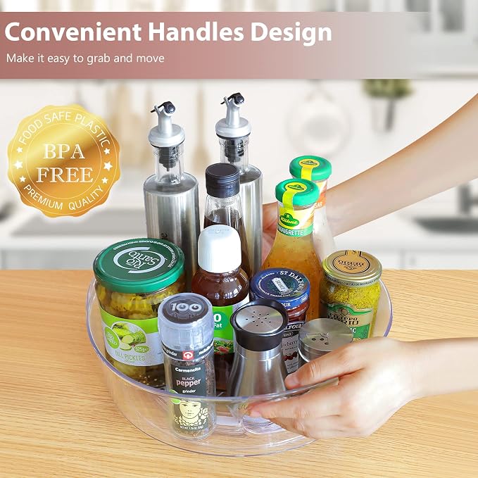 Guzon 6 Pack Lazy Susan Turntable, 11.5" Rotating Organizer with Handles | Pantry Organizers and Storage, Clear BPA-Free Spice Rack for Cabinet, Kitchen, Refrigerator, Table Top, Pantry, Countertop - Image 4